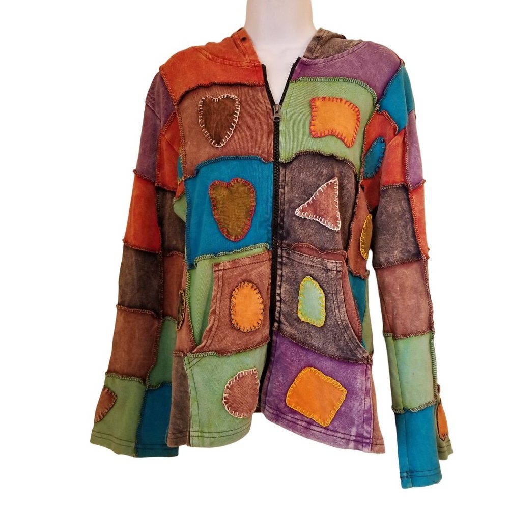 Gypsy Jennys Y2K‎ Patchwork Jacket Boho Fairy OOAK Hood
